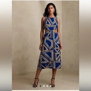 Banana Republic Blue Geo Cutout Midi Dress
